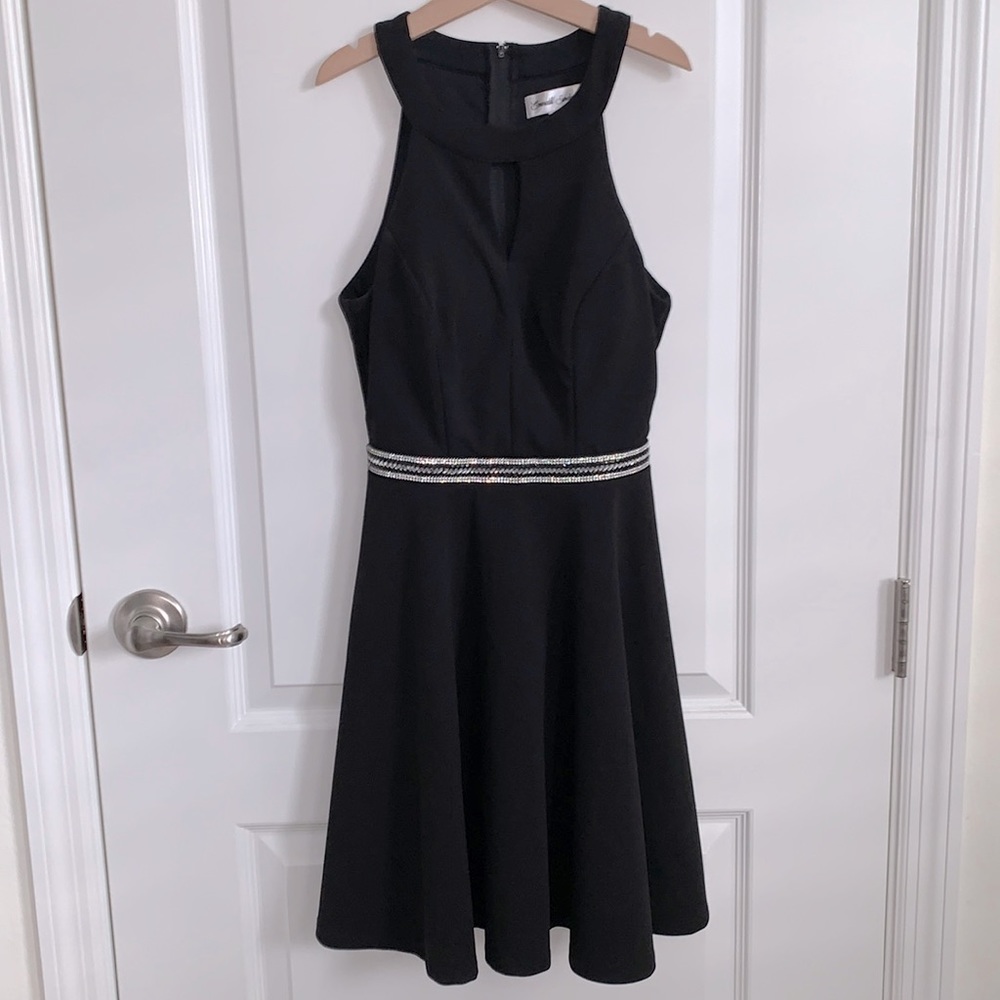 Black Embellished Fit and Flare Homecoming / Prom / Party Dress